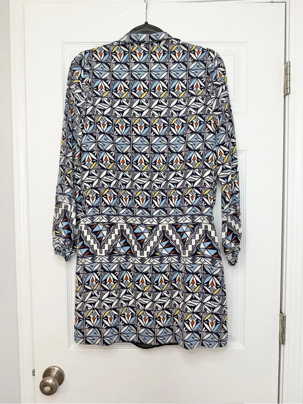 Tory Burch Size 2 • Blue Geometric Silk Dress.